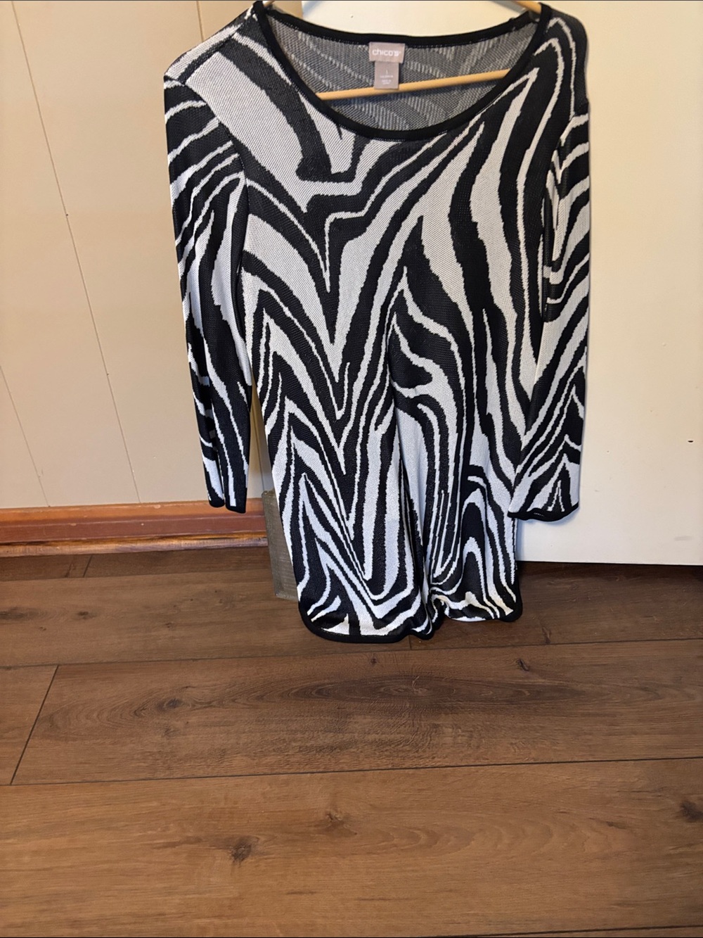 Chico's Black and White Zebra Print Knit Top